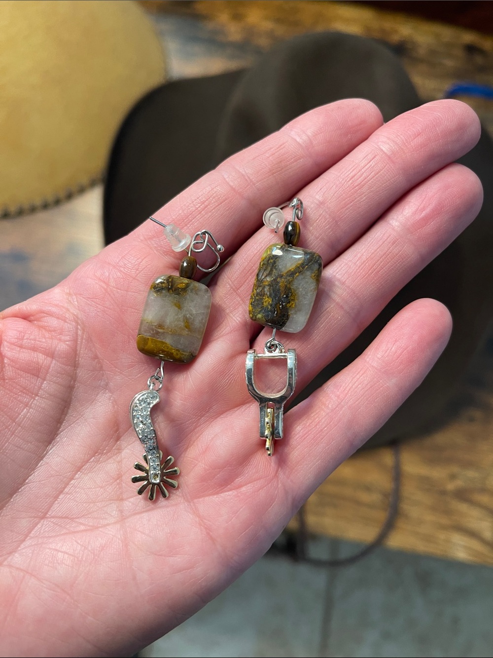Handmade “jasper” Stone Earrings and Hatband Set - Picture 2 of 9